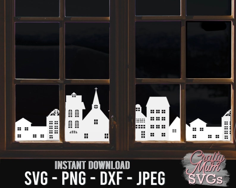 Gebäude Silhouette Fenster klammern Svg Weihnachten