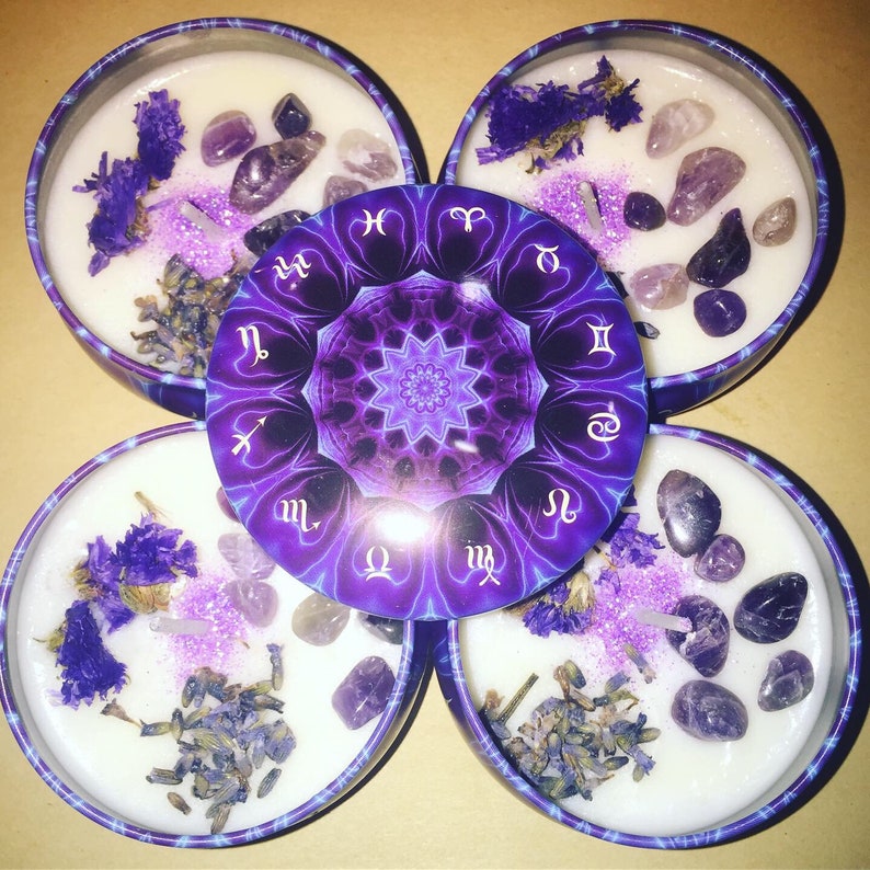 Horoscope Astrology Sign Crystal Candle Etsy
