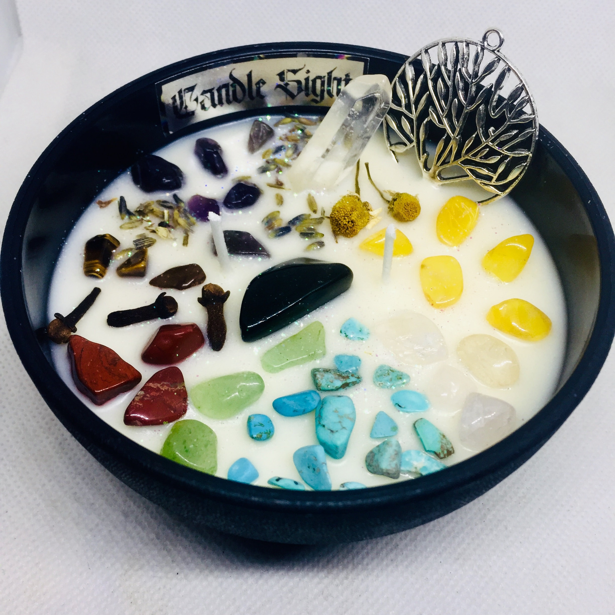 Healing Crystal Candle / Heal / Protection / Manifestation / Etsy