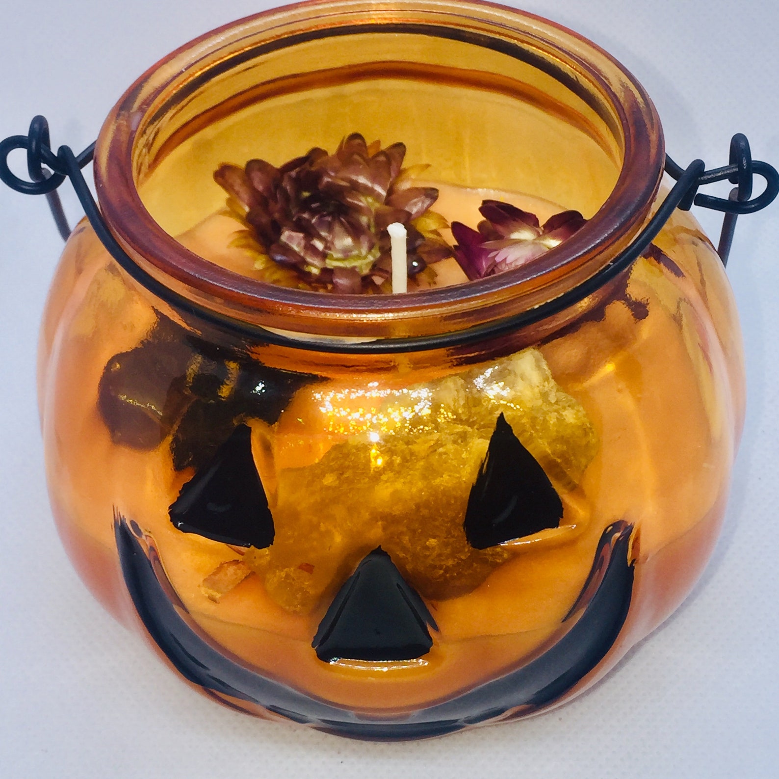 Halloween Glass Pumpkin Candle in jar. 8oz Etsy
