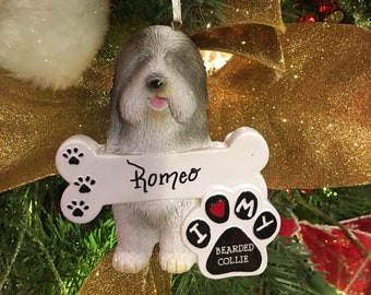 Bearded Collie Dog Christmas Ornament
