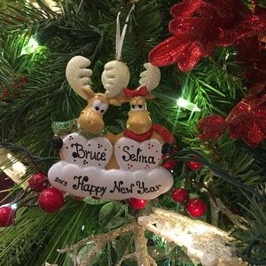 Sweet Moose Couple Family Christmas Ornament-2