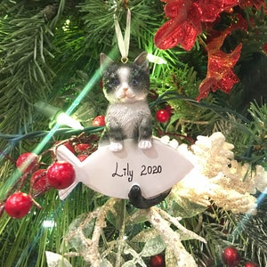 Tuxedo Cat Christmas Ornament