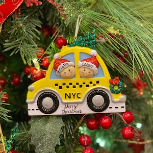 Nyc Taxi Couple Family Christmas Ornament -2