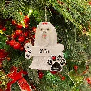 Maltese Dog Christmas Ornament