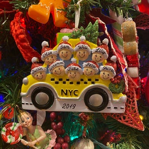 Nyc Taxi Family  Christmas Ornaments -3,5,6,7,8~9 people