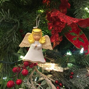 Angel Girl With White Dress Ornament- Brunnette/Blonde