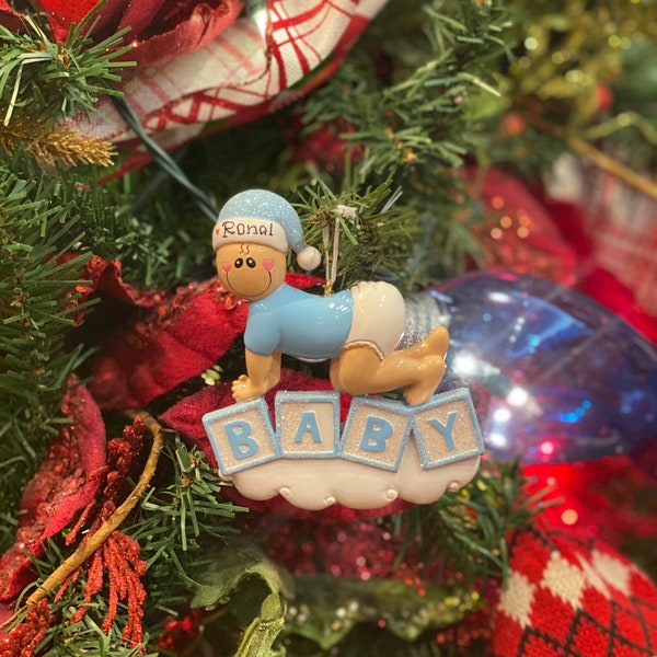 Baby Girl/Boy Crawling Ornament- Pink/Blue/ Christmas