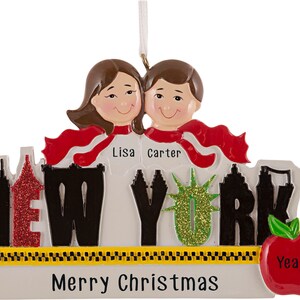 New York Word Couple  Family Christmas Ornament -2