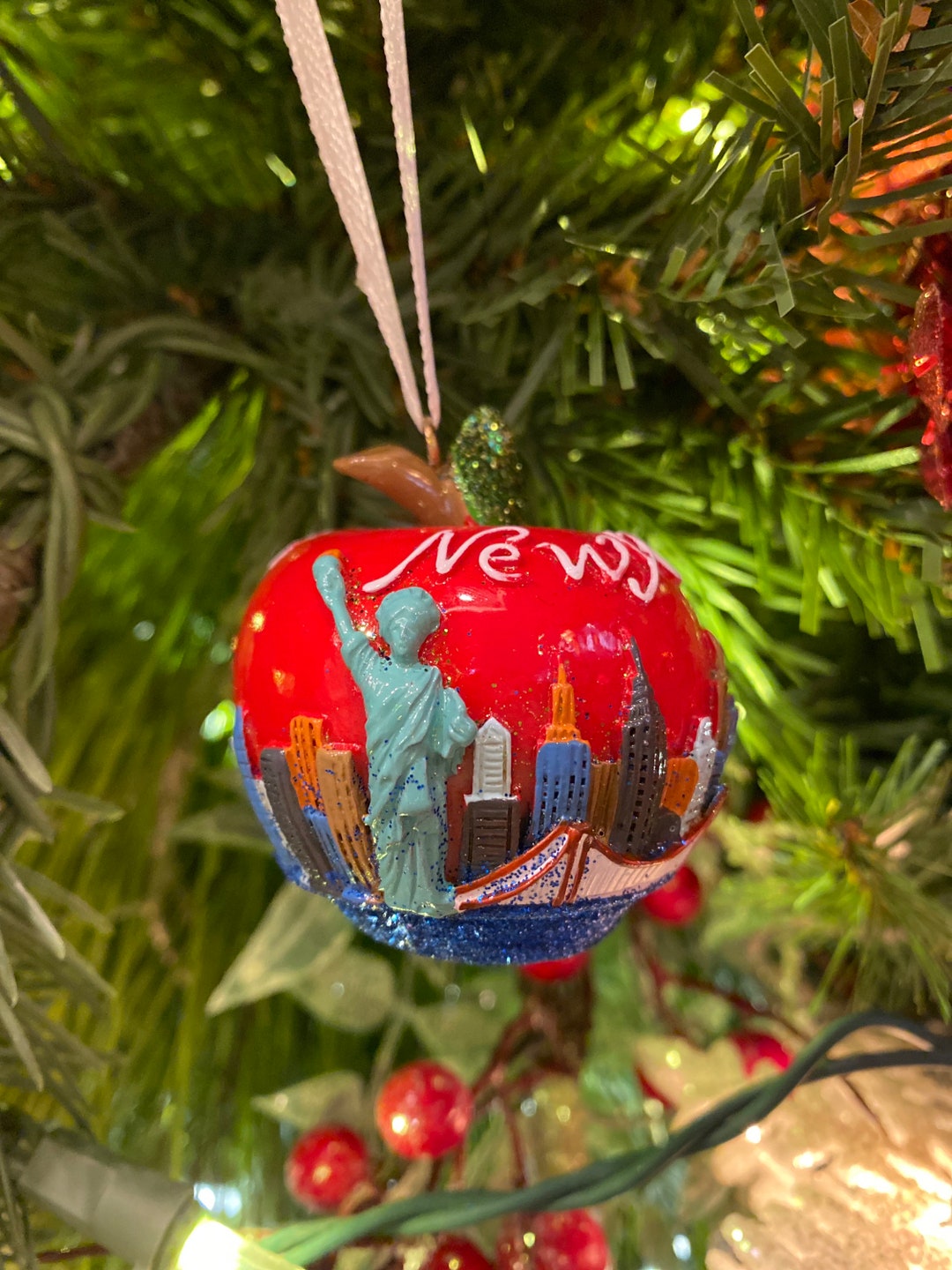 3D New York Apple Small Christmas Ornament - Etsy
