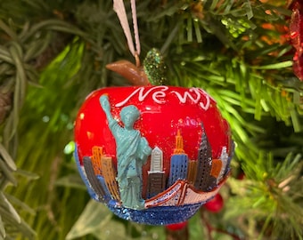 3D New York Apple Small Christmas Ornament - Etsy