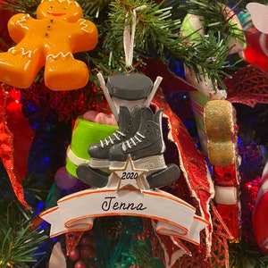Ice Hockey Skates Personalized Christmas Ornament