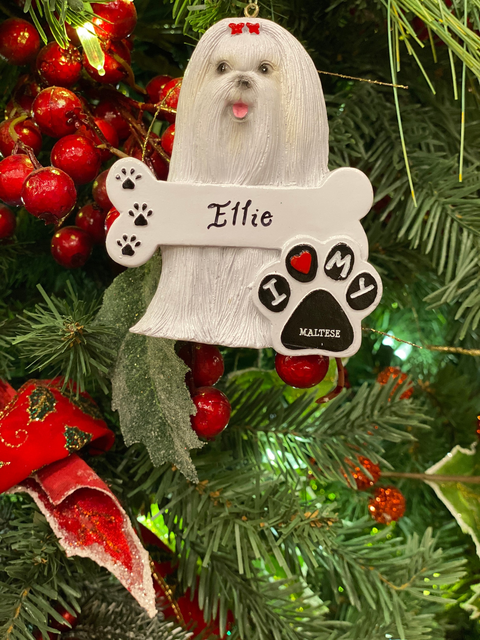 Maltese Dog Christmas Ornament Etsy