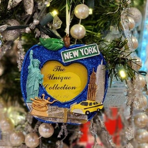 Nyc  Picture Frame Christmas Ornament blue or red