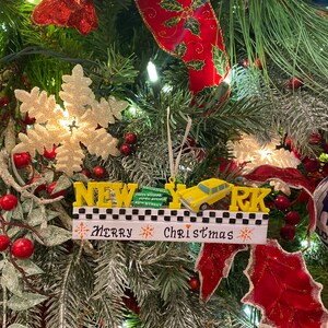 Nyc Taxi  Word  New York Christmas Ornament