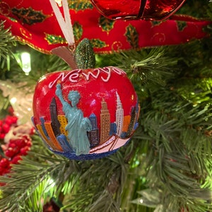 3D New York Apple Large Christmas Ornament