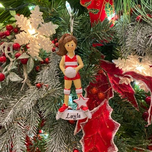 Voleyball Girl Red  Personalized Christmas Ornament