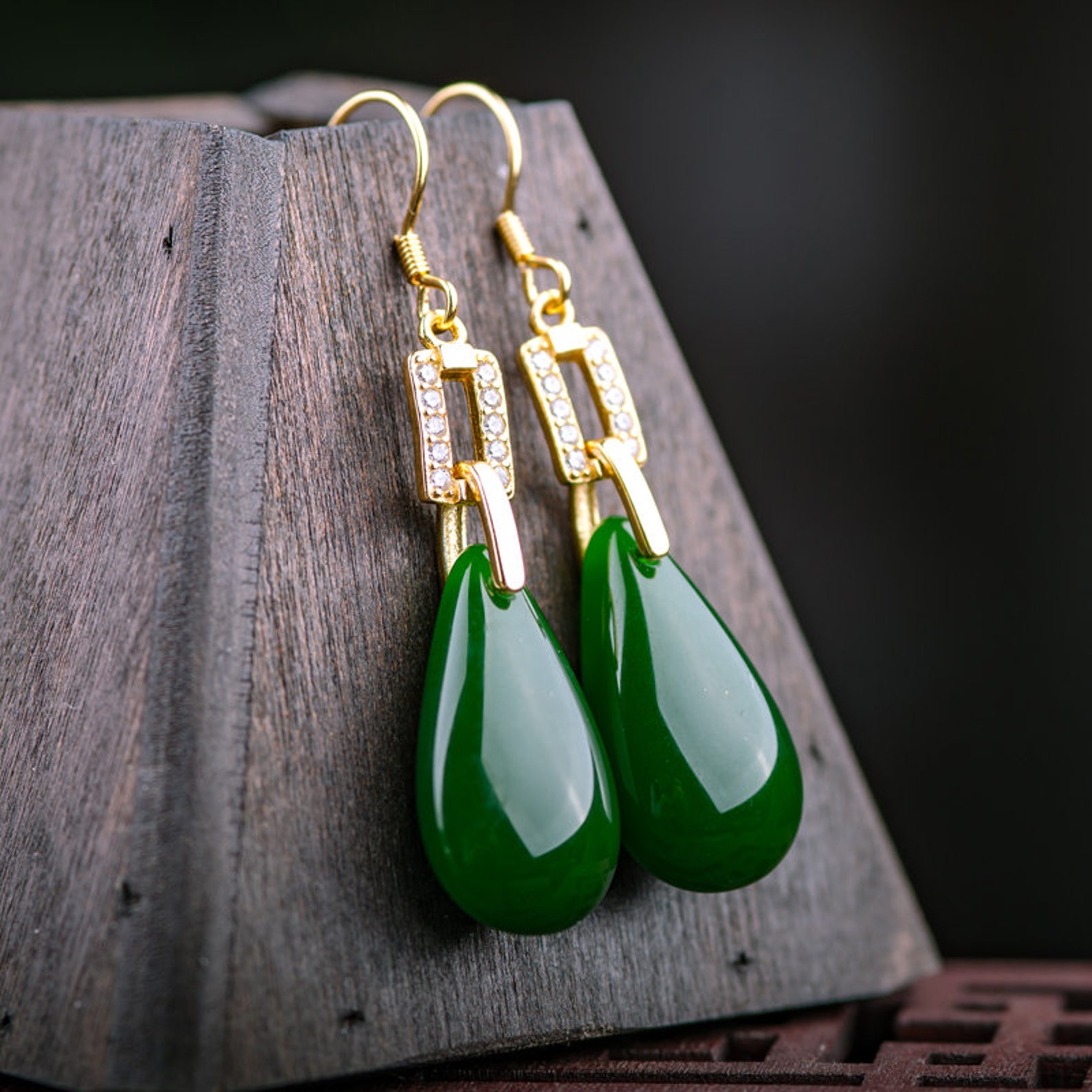Handmade Emerald Dark Green Jade Gemstone Sterling Silver | Etsy