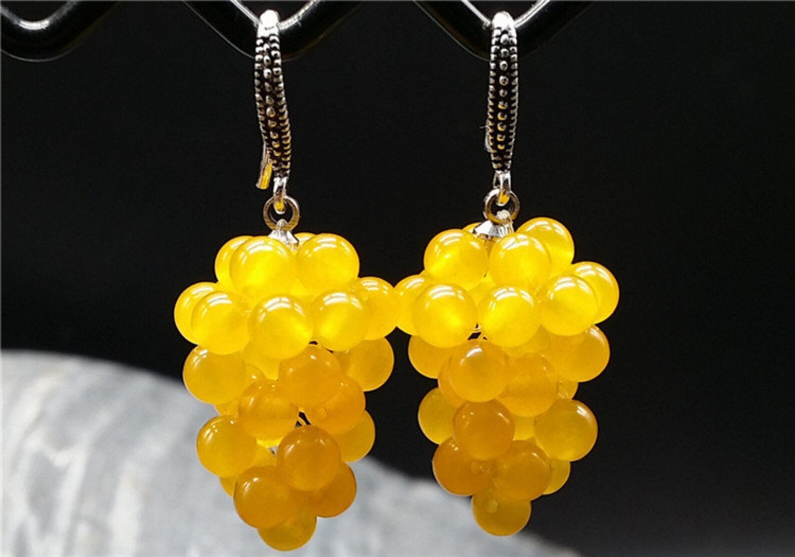 Glass Grapes Earrings Vintage grape cluster / food earrings Etsy