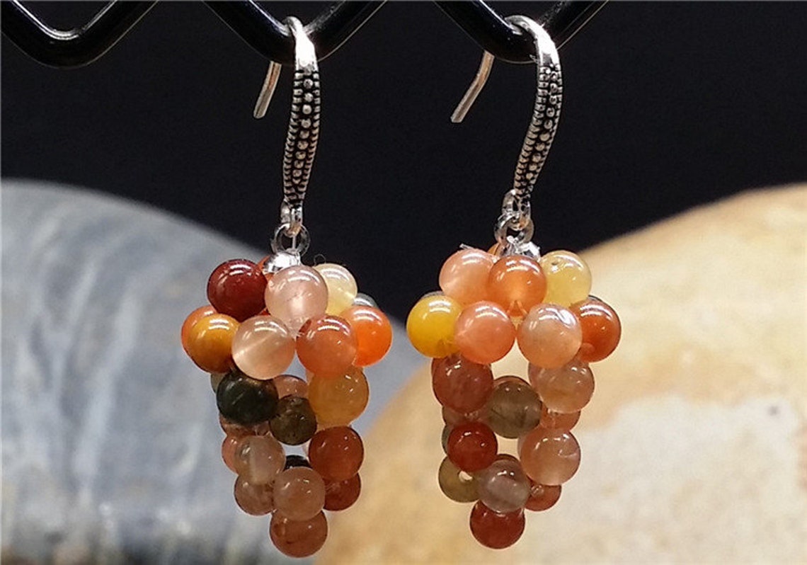 Glass Grapes Earrings Vintage grape cluster / food earrings Etsy