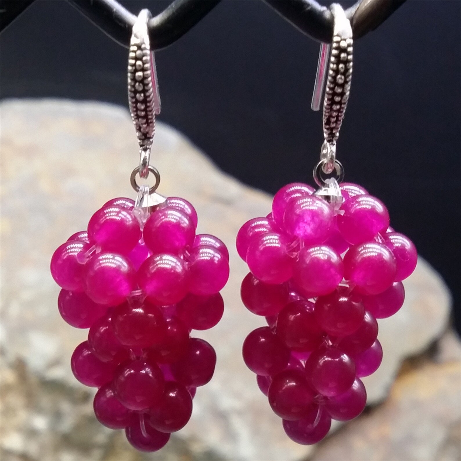 Glass Grapes Earrings Vintage grape cluster / food earrings Etsy