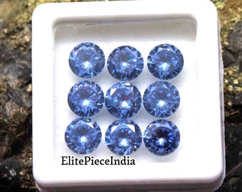 Natural Blue Sapphire 6mm X 6mm Round Cut Faceted Natural Sapphire Gemstone Certified Excellent Clarity Loose Sapphire Ring Sapphire Earring