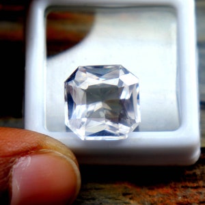 AAA Genuine White Sapphire Gemstone Ceylon Sapphire Faceted Radiant Cut 10CT Loose Sapphire Stone Certified Sapphire Ring Pendant Sapphire
