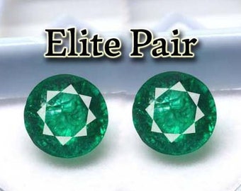 Columbian Emerald Pair 16 to 18Ct(BOTH) Round Cut Colombian Natural Emerald Certified Loose Emerald Gemstone Emerald Ring Emerald Earring