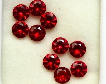 10CT Natural Ruby From Mozambique 10 Pcs CGI Certified Loose Gemstone Lot 6mmX6mm Round Cut Faceted Red Ruby Best For Bracelet Ruby Ring