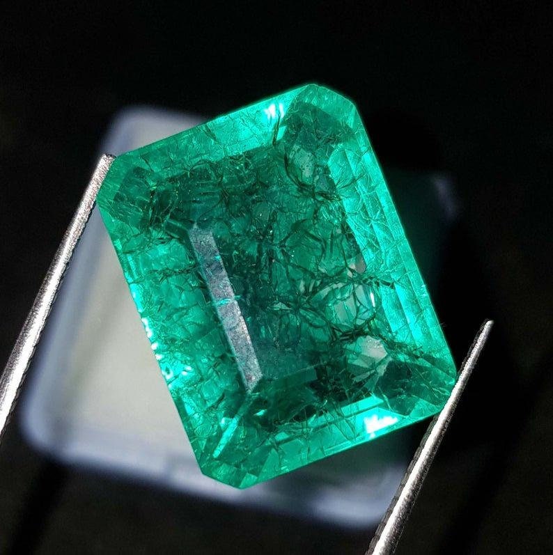 Natural Columbian Emerald 89cts Emerald Cut Certified Loose Etsy