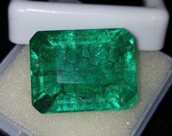 Émeraude naturelle de la Colombie, taille émeraude 8-9 carats, pierre précieuse certifiée en vrac, émeraude naturelle de Columbia, finition Elite