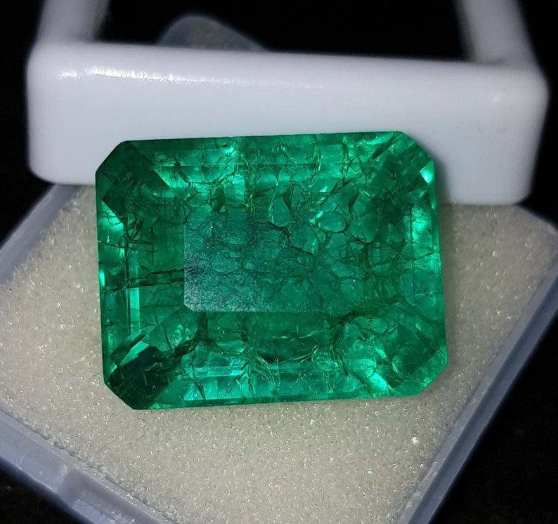 Natural Columbian Emerald 8-9Cts Emerald Cut Certified Loose Emerald Gemstone Natural Emerald From Columbia Elite Finish image 1