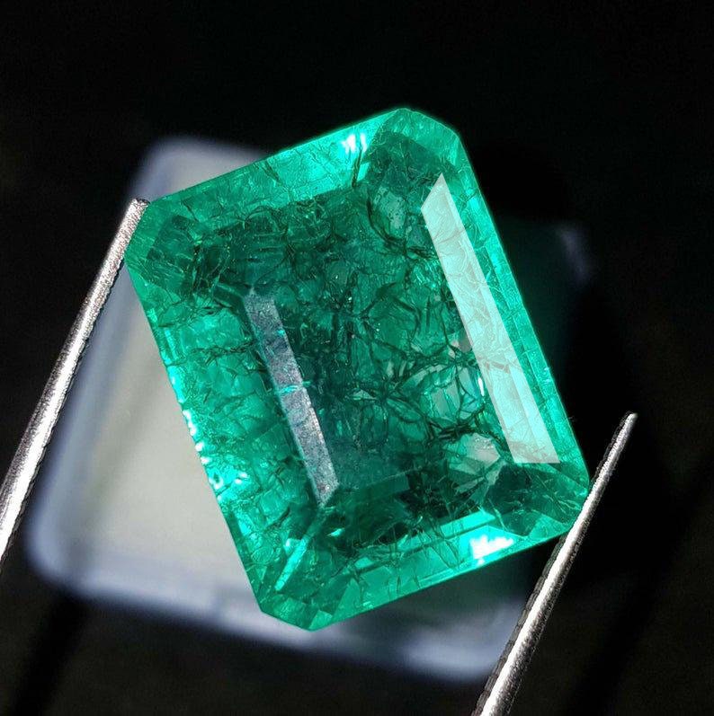 Natural Columbian Emerald 8-9Cts Emerald Cut Certified Loose Emerald Gemstone Natural Emerald From Columbia Elite Finish image 2