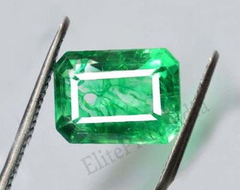 Émeraude naturelle de Colombie pure pour les yeux, 7-8 carats, taille émeraude, facettes, émeraude en vrac certifiée, émeraude naturelle, pierre précieuse, émeraude, pendentif bague