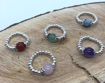 Mixed Stone Stretch Finger Rings / Rings / Adjustable Rings / Stretchy / Stones / Present Idea / Gift Idea / Pretty Jewellery