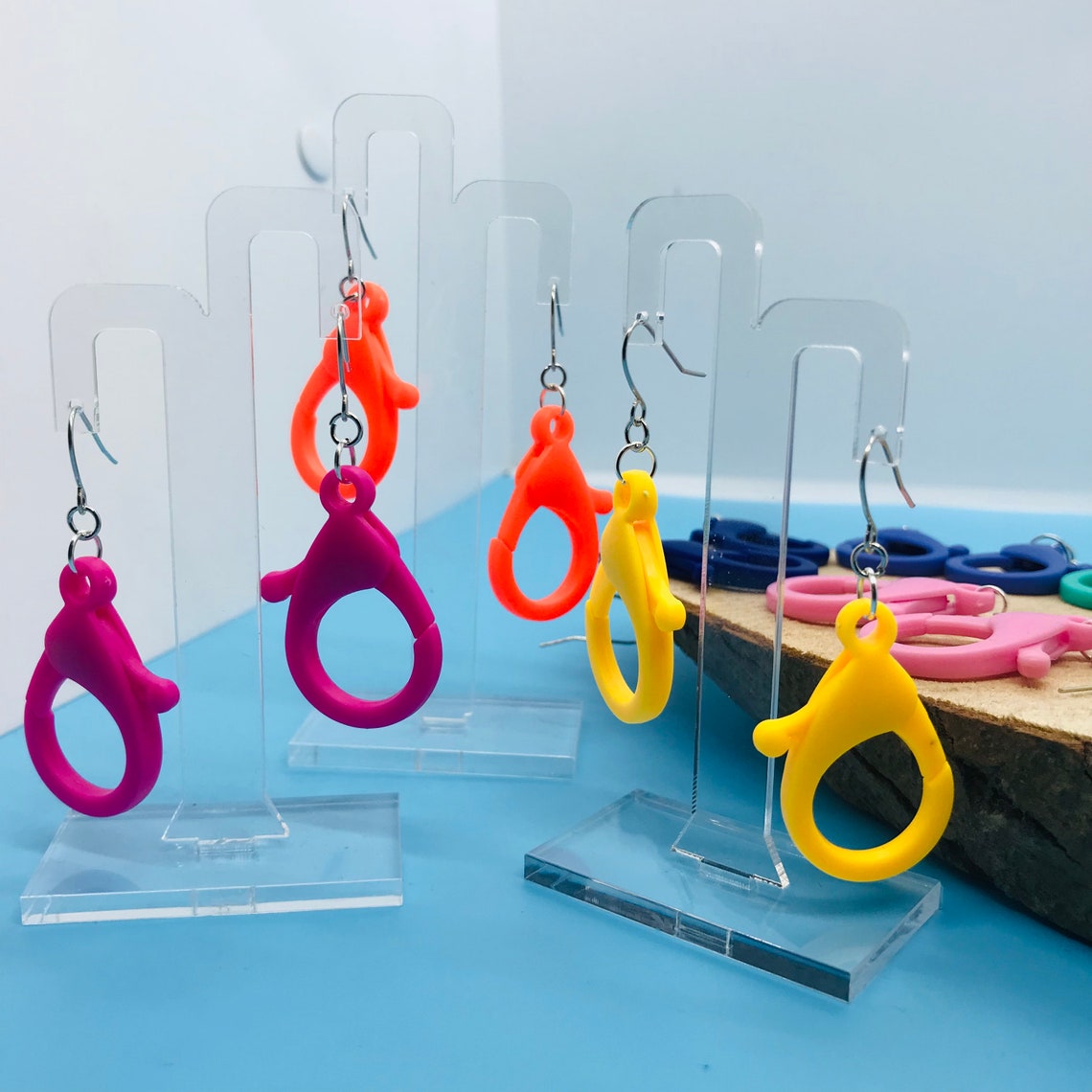 Lobster Claw Clasp Earrings / Drop Earrings / Colourful - Etsy UK
