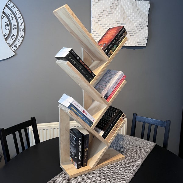 Rustic Handcrafted Tree Book Shelf / 5 Shelf Tree Bookcase / Wooden Bookshelf / Quirky Book Holder / Handmade Furniture