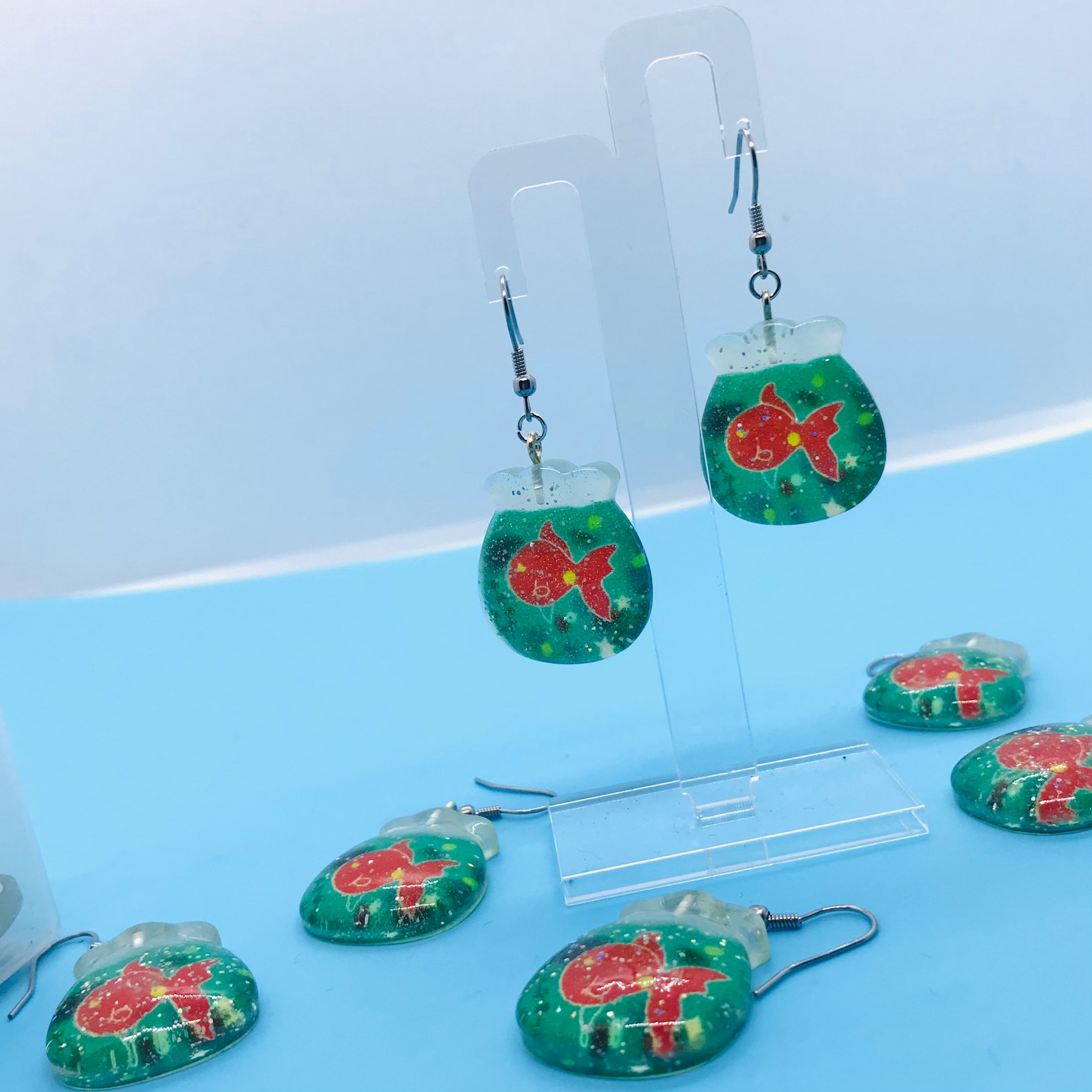 Goldfish Bowl Earrings / Fish Tank Earrings / Quirky Jewellery Etsy