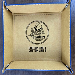 Leather Desk Valet - US Navy Seabees Logo