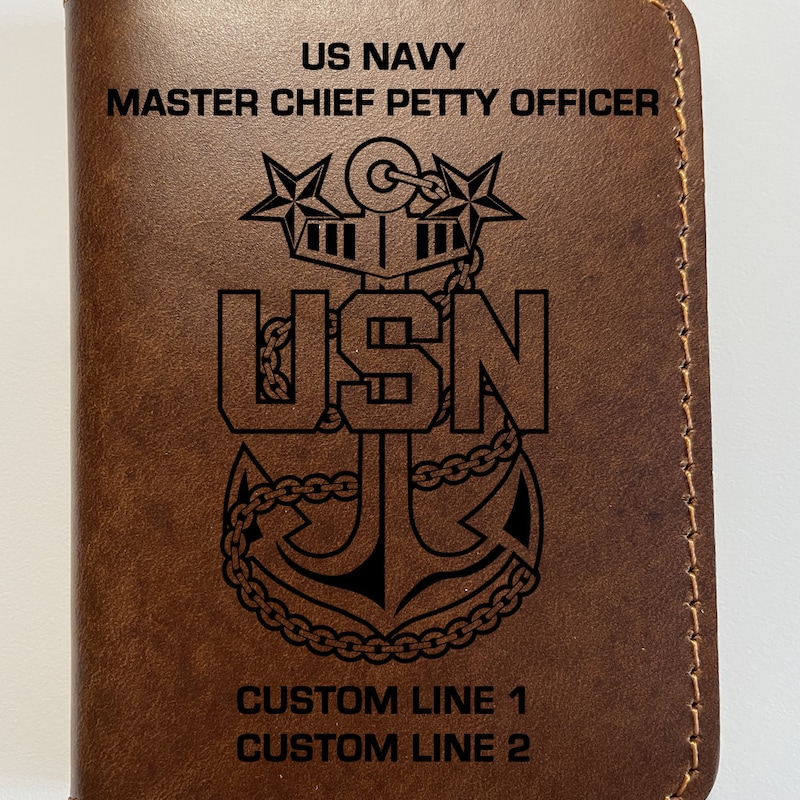 Personalized US Navy Master Chief Leather Wallet