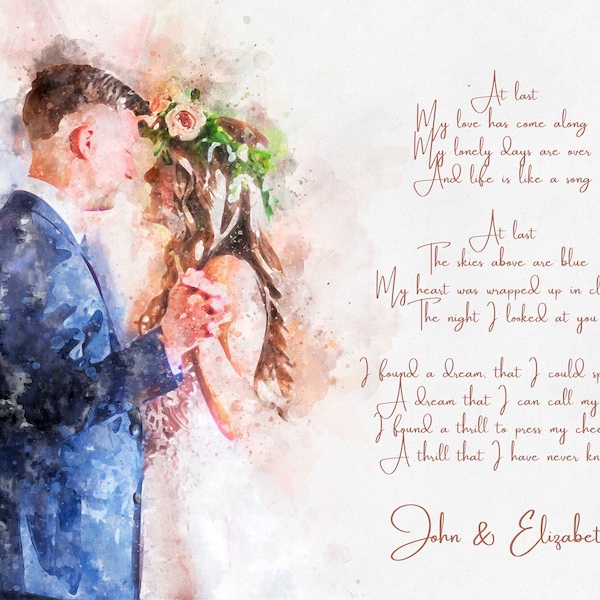 Personalisierte Hochzeit Leinwand, Hochzeit Musik Song, Lyric Canvas Kunst, wählen Sie jeden Song