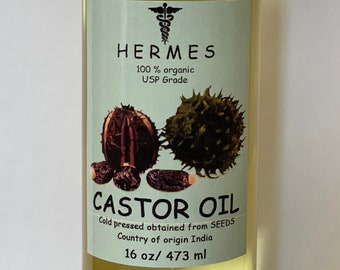 16 oz  CASTOR Oil Organic USP Grade 100% PURE Cold Pressed