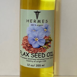 FLAX seed oil ORGANIC unrefined cold pressed 12 oz