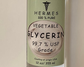 12 oz Glycerin Vegetable Oil by HERMES USP Grade 100% Pure