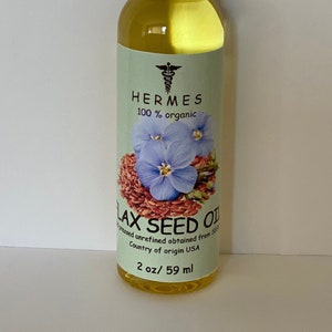 FLAX seed oil ORGANIC unrefined cold pressed 2 oz