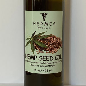 HEMP SEED Oil 16 oz ORGANIC Unrefined Cold Pressed