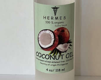 4  oz COCONUT Oil EXTRA VIRGIN Organic Unrefined Cold Pressed