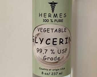 8 oz Glycerin Vegetable Oil by HERMES USP Grade 100% Pure