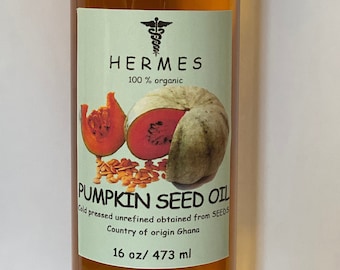 16 oz PUMPKIN SEED Oil by HERMES Organic Unrefined Cold Pressed