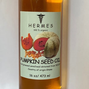 16 oz PUMPKIN SEED Oil by HERMES Organic Unrefined Cold Pressed